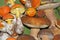 Edible mushrooms background