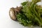 Edible shoots of a fatsia on a white background