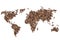 Edible world map made from coffee beans