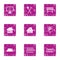 Edifice icons set, grunge style