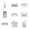 Edifice icons set, outline style