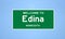 Edina, Minnesota city limit sign. Town sign from the USA.