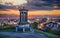 Edinburgh against sunset with Calton Hill in Scotland