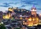 Edinburgh Castle and Princes Street at Sunset from Calton hill, Scotland - UK