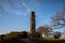 EDINBURGH, SCOTLAND DECEMBER 14, 2018: ascending path to Nelson Monument, a commemorative tower in honour of Vice