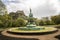 Edinburgh Scotland England. View of Edinburgh Castle and the fountain.