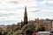 Edinburgh, View of the city, several monuments and the Castle,