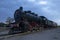 Edirne train station Karaagac, Edirne, Turkey. Historic steam locomotive. It is exhibited in front of the old railway station