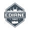 Edirne Turkey Travel Stamp Icon Skyline City Design. Vector Seal Passport.