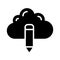 Edit cloud glyph flat vector icon