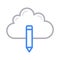 Edit cloud thin color line vector icon