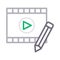 Edit filmstrip video thin color line vector icon