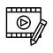 Edit filmstrip video thin line vector icon