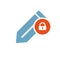 Edit icon, Tools and utensils icon with padlock sign. Edit icon and security, protection, privacy symbol