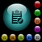 Edit note icons in color illuminated glass buttons