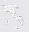 Editable blank map of Italy. Autonomous communities.