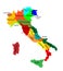 Editable colorful map of Italy.