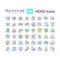 Editable multicolor big icons representing MOOC