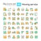 Editable multicolor big icons set for moving service