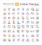 Editable multicolor big icons set for online therapy