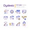 Editable multicolor thin line icons for dyslexia