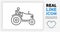 Editable real line icon of a farmer stick figure riding on his tractor