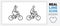 Editable real line icon of a female and male stick figure riding on a bicycle