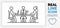 Editable real line icon of a male and female stick figure in a business meeting