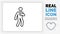 Editable real line icon of a outline stick figure having a heart attack