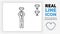 Editable real line icon of a stick figure business man winning