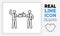 Editable real line icon of two stick figure business man working together