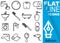 Editable stroke 70x70 pixel. Simple Set of bathroom vector sixteen flat line Icons with vertical banner - hands, mirror, weight, t