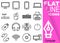 Editable stroke 70x70 pixel. Simple Set of coputer vector sixteen flat line Icons with vertical purple banner - monitor, tablet, s