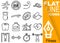 Editable stroke 70x70 pixel. Simple Set of fitness vector sixteen flat line Icons with vertical orange banner - run, muscles, swim