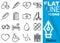 Editable stroke 70x70 pixel. Simple Set of medical sixteen flat line Icons with vertical blue banner - pill, thermometer, p