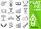 Editable stroke 70x70 pixel. Simple Set of success vector sixteen flat line Icons with vertical green banner - goal, medal, money,