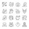 Editable stroke Halloween thin line icon set