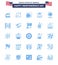 Editable Vector Blue Pack of USA Day 25 Simple Blues of sign; location; star; american; needle