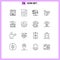 Editable Vector Line Pack of 16 Simple Outlines of media, symbol, email, female, gender