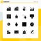 Editable Vector Line Pack of 16 Simple Solid Glyphs of achievement, shopping, city, report, analytics