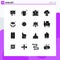 Editable Vector Line Pack of 16 Simple Solid Glyphs of cell, computing, wifi, cloud, laptop