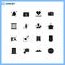Editable Vector Line Pack of 16 Simple Solid Glyphs of charging, picture, money, image, camera