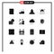 Editable Vector Line Pack of 16 Simple Solid Glyphs of day, calendar, easter, smoke, garbage