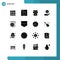 Editable Vector Line Pack of 16 Simple Solid Glyphs of development, lotus, machine, care, sand