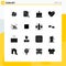 Editable Vector Line Pack of 16 Simple Solid Glyphs of like, heart, computer, access, marketing