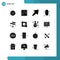 Editable Vector Line Pack of 16 Simple Solid Glyphs of navigation, mirror, music scene, interior, floor