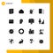 Editable Vector Line Pack of 16 Simple Solid Glyphs of search, find, open, document, coffee
