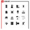 Editable Vector Line Pack of 16 Simple Solid Glyphs of two way, road, scholar, glass, apple