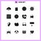 Editable Vector Line Pack of 16 Simple Solid Glyphs of webpage, internet, donut, browser, gear