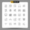 Editable Vector Line Pack of 25 Simple Lines of ecommerce, support, gear, headset, healthy food